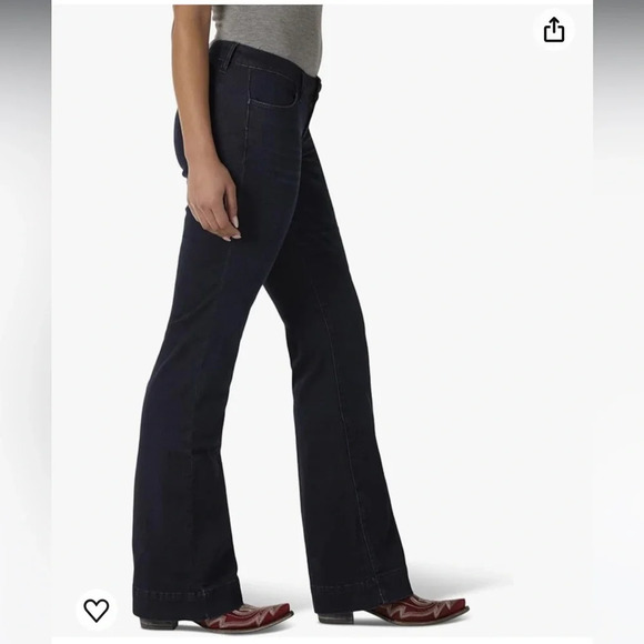 Wrangler Retro Mae Wide Leg Trouser Stretch Jeans Dark Blue Size 17/18 x 34 - Picture 7 of 14